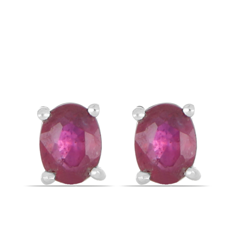 BUY GLASS FILLED RUBY GEMSTONE EARRINGS IN 925 SILVER 